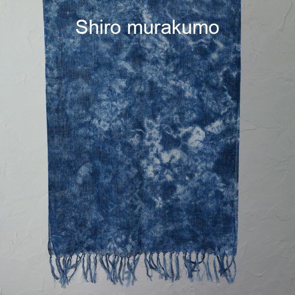 Aizome indigo-dyed cotton stole - Natural indigo dye, 100% cotton, Murata Senko